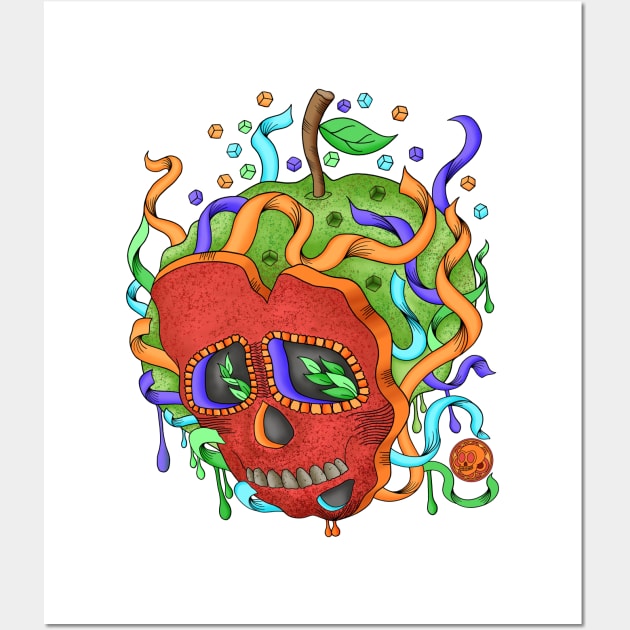 Poison Apple - Día De Los Muertos - Cute skull apple - Apple Lover Wall Art by Scriptnbones